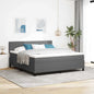 Boxspring Bed Lichtgrijs En Wit. 193 X 90 X 88 Cm Katoenen Stof