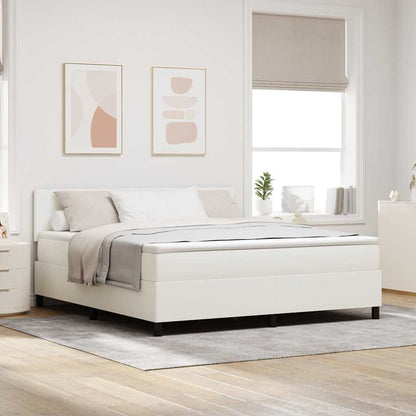 Boxspring Bed Lichtgrijs En Wit. 193 X 90 X 88 Cm Katoenen Stof