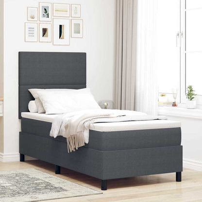 Boxspring Bed Lichtgrijs En Wit. 193 X 90 X 88 Cm Katoenen Stof