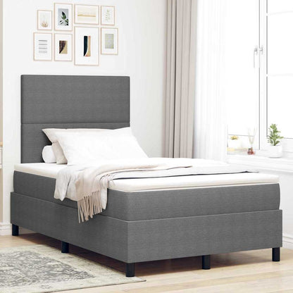 Boxspring Bed Lichtgrijs En Wit. 193 X 90 X 88 Cm Katoenen Stof