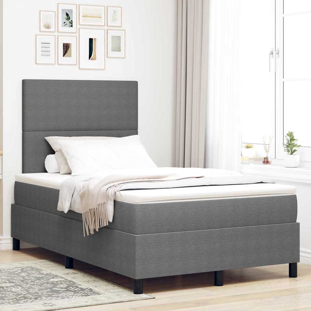 Boxspring Bed Lichtgrijs En Wit. 193 X 90 X 88 Cm Katoenen Stof