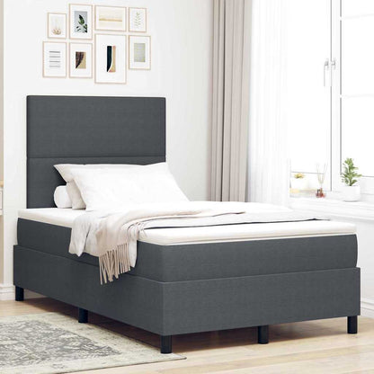 Boxspring Bed Lichtgrijs En Wit. 193 X 90 X 88 Cm Katoenen Stof
