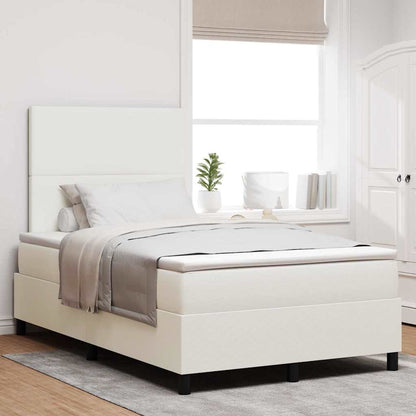 Boxspring Bed Lichtgrijs En Wit. 193 X 90 X 88 Cm Katoenen Stof