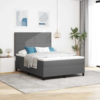 Boxspring Bed Lichtgrijs En Wit. 193 X 90 X 88 Cm Katoenen Stof