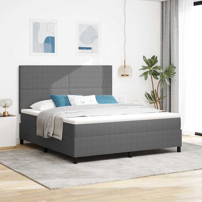 Boxspring Bed Lichtgrijs En Wit. 193 X 90 X 88 Cm Katoenen Stof