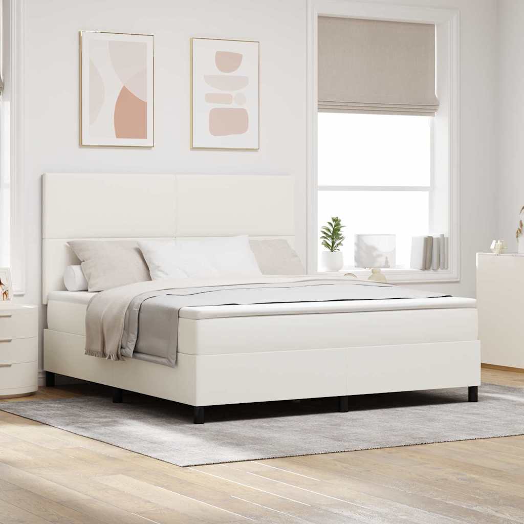 Boxspring Bed Lichtgrijs En Wit. 193 X 90 X 88 Cm Katoenen Stof