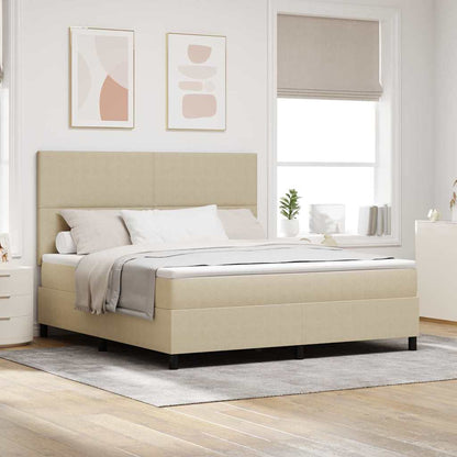 Boxspring Bed Lichtgrijs En Wit. 193 X 90 X 88 Cm Katoenen Stof