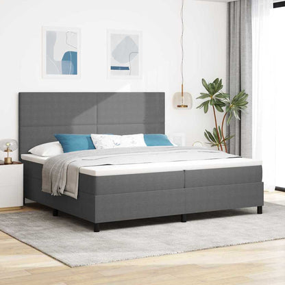Boxspring Bed Lichtgrijs En Wit. 193 X 90 X 88 Cm Katoenen Stof