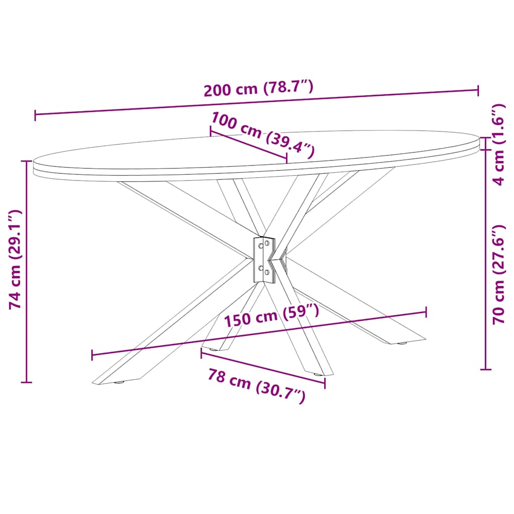 Eettafel Ovaal Massief Eikenhout Lichtbruin