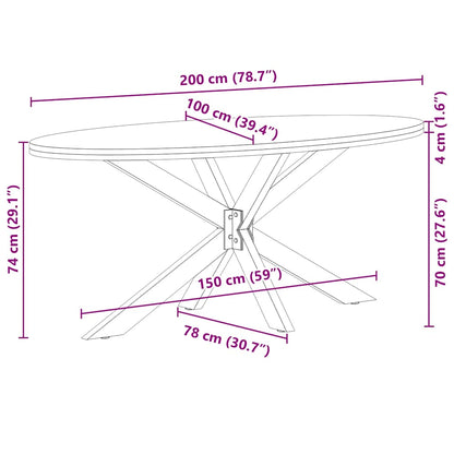 Eettafel Ovaal Massief Eikenhout Lichtbruin