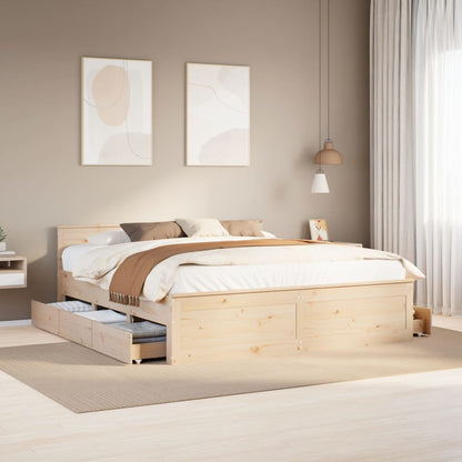 Bedframe Zonder Matras Met Hoofdbord Grenenhout