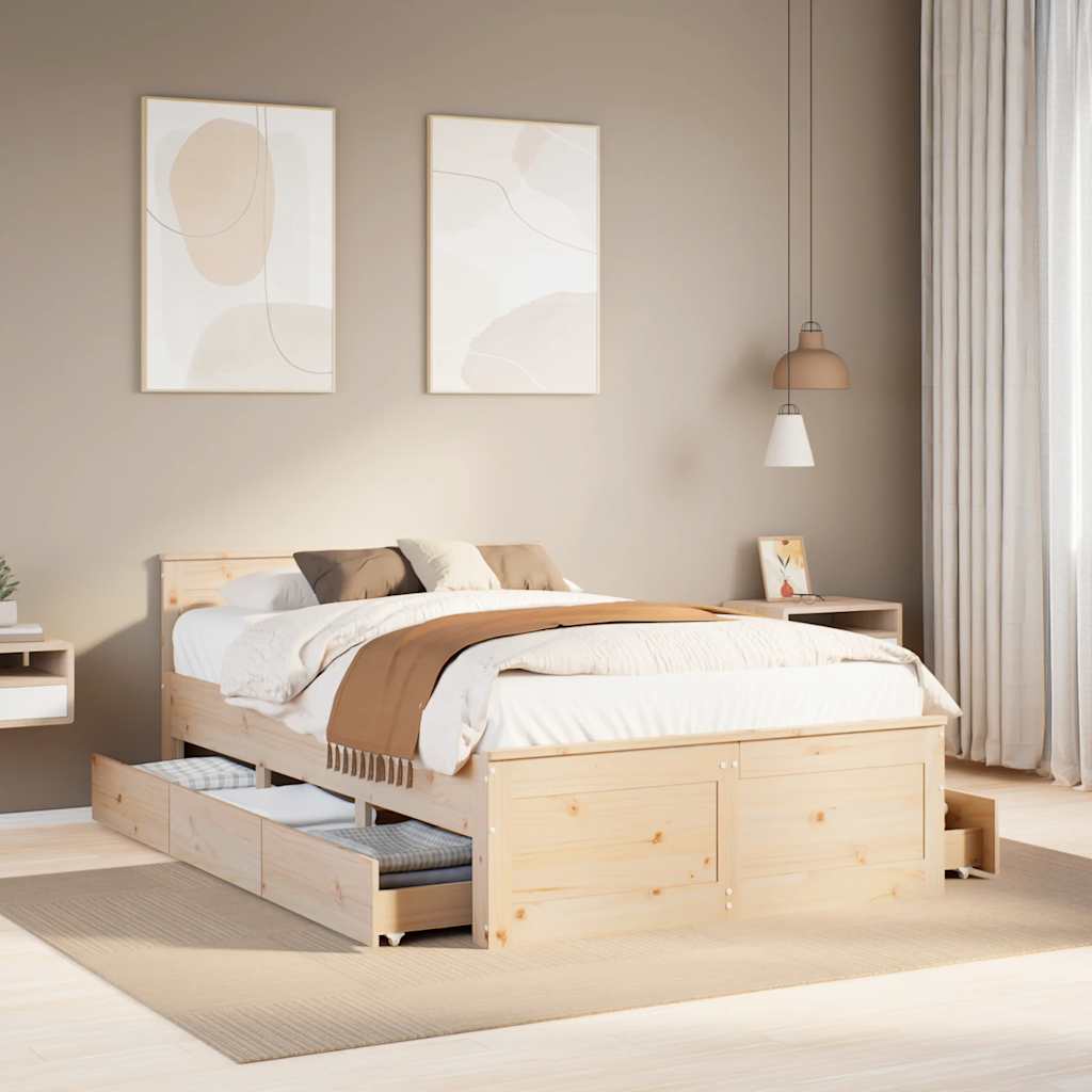 Bedframe Zonder Matras Met Hoofdbord Grenenhout