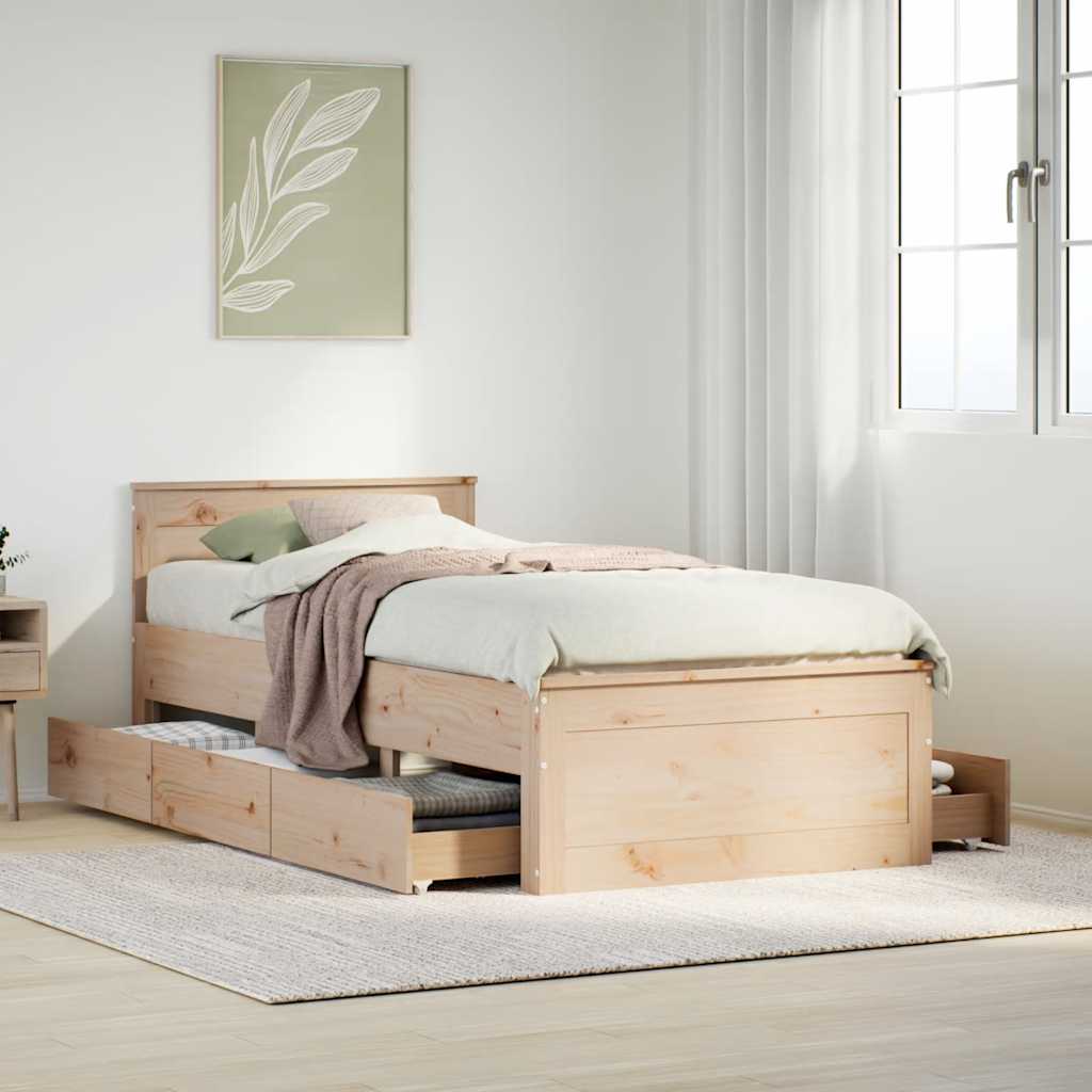 Bedframe Zonder Matras Met Hoofdbord Grenenhout