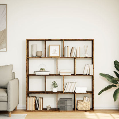 Boekenkast 132X29X141,5 Cm Bewerkt Hout Kleurig Oud Hout