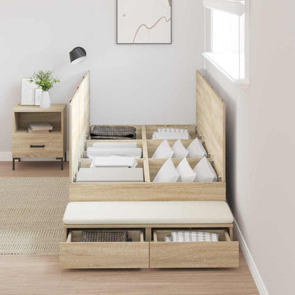 Opbergbedframe 226.5 X 90 X 31.5 Cm Bewerkt Hout Sonoma Eiken