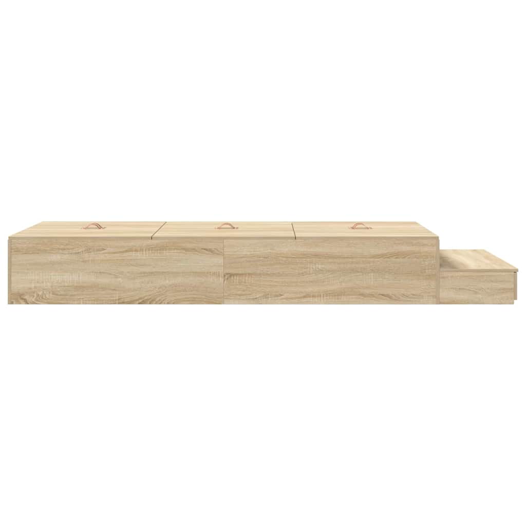 Opbergbedframe 226.5 X 90 X 31.5 Cm Bewerkt Hout Sonoma Eiken