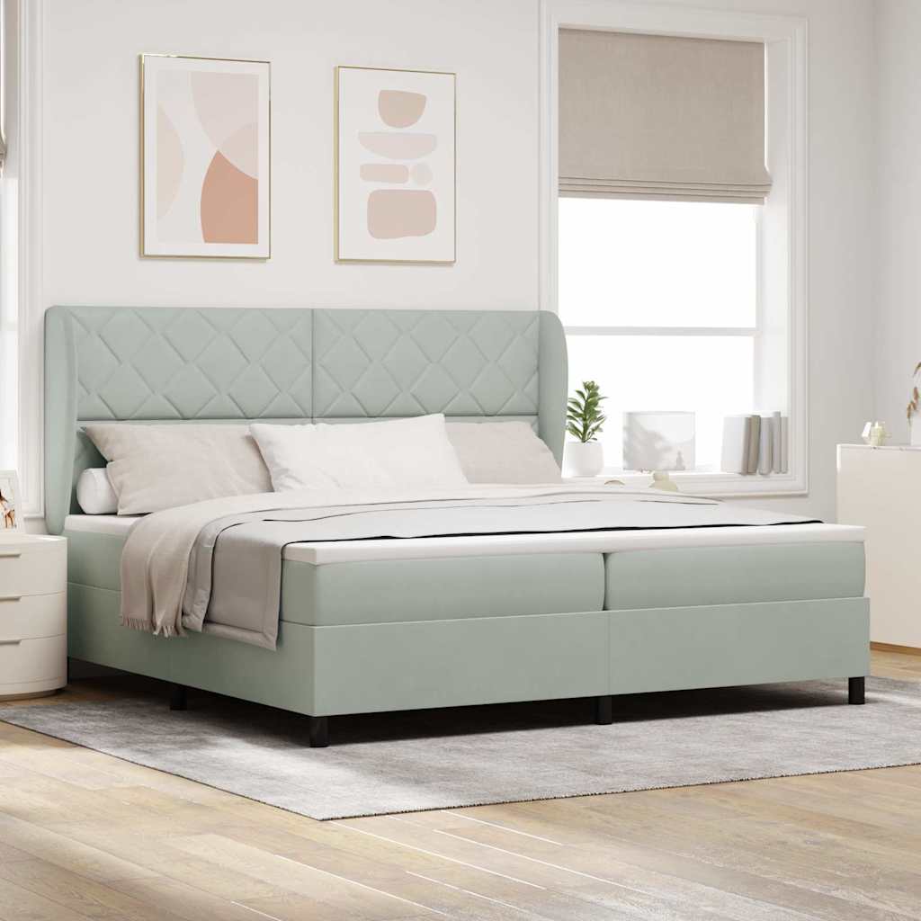 Boxspring Bed Met Matras Fluweel Lichtgrijs