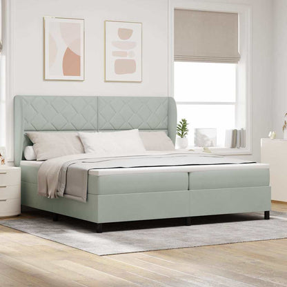 Boxspring Bed Met Matras Fluweel Lichtgrijs