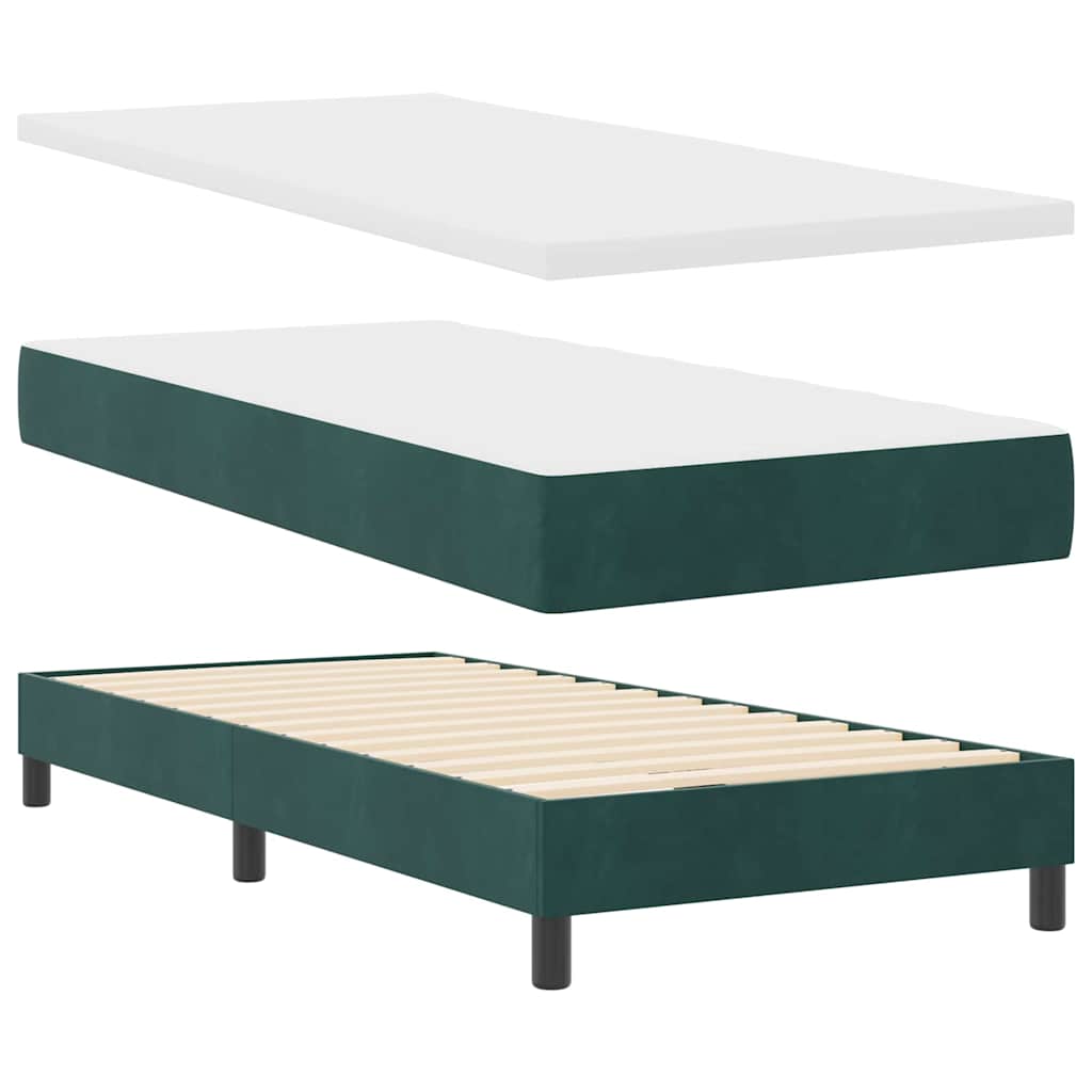 Boxspringbed Met Matras Zwart 100X200 Cm Fluweel Donkergroen