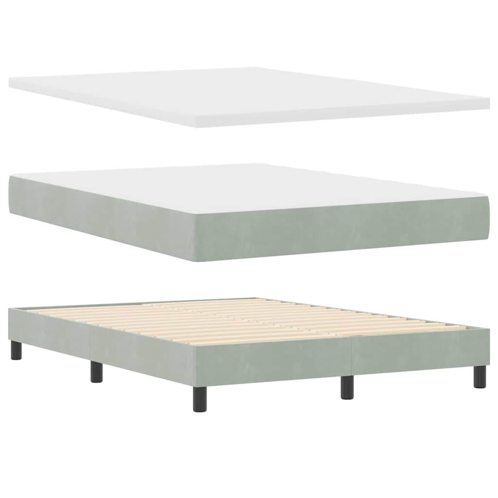 Boxspringbed Met Matras Zwart 100X200 Cm Fluweel Lichtgrijs