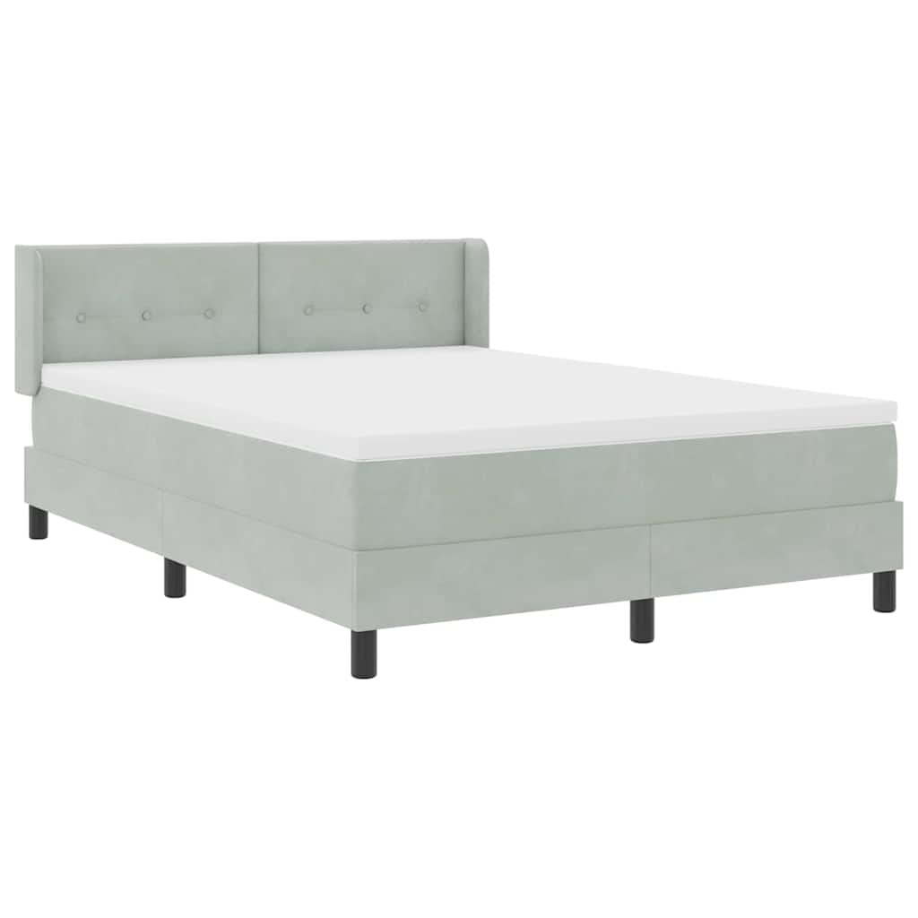 Boxspringbed Met Matras Zwart 100X200 Cm Fluweel Lichtgrijs