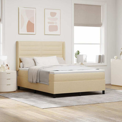 Boxspring Bed Met Matras Met Hoofdeinde Stof Crème