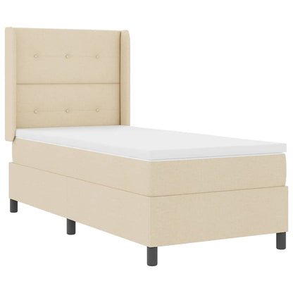 Boxspring Bed Met Matras Met Hoofdeinde Stof Crème