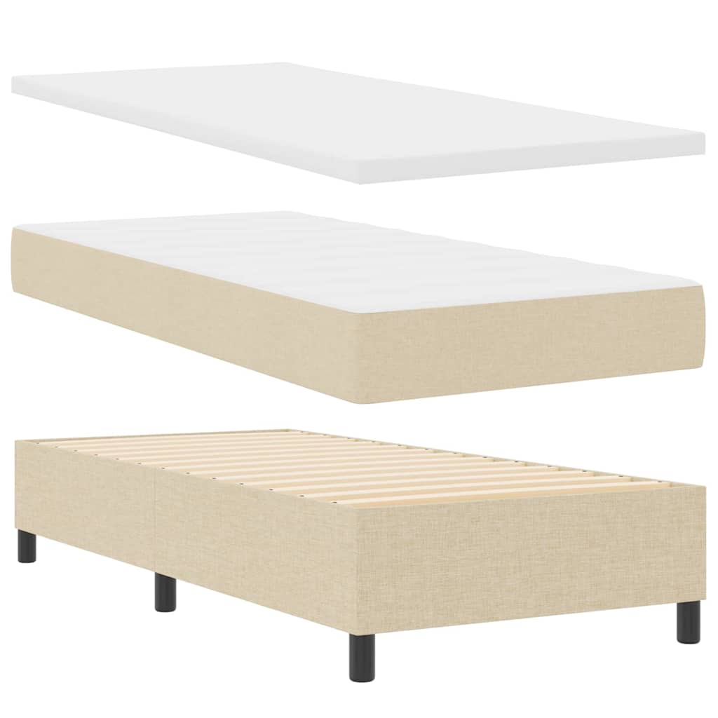 Boxspring Bed Met Matras Met Hoofdeinde Stof Crème