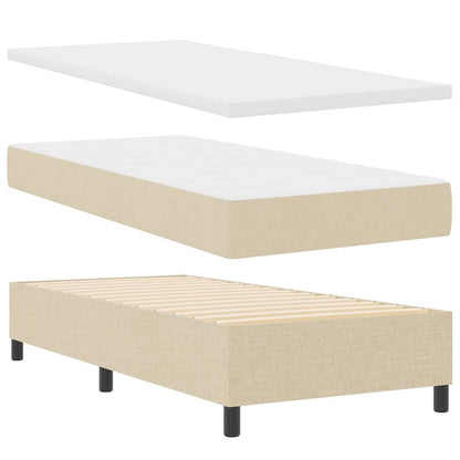 Boxspring Bed Met Matras Met Hoofdeinde Stof Crème