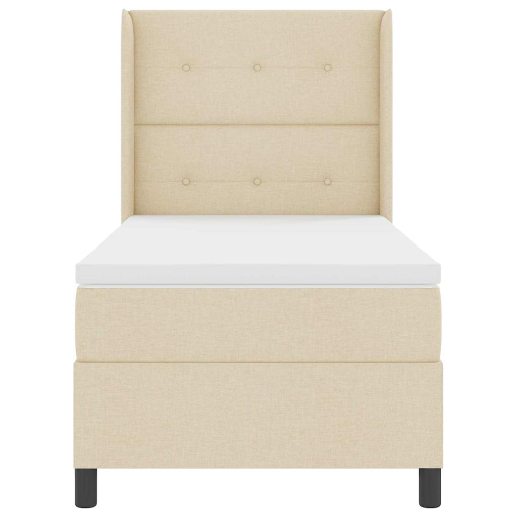 Boxspring Bed Met Matras Met Hoofdeinde Stof Crème