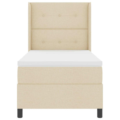 Boxspring Bed Met Matras Met Hoofdeinde Stof Crème