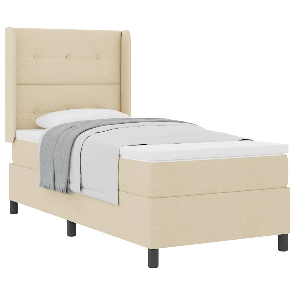 Boxspring Bed Met Matras Met Hoofdeinde Stof Crème