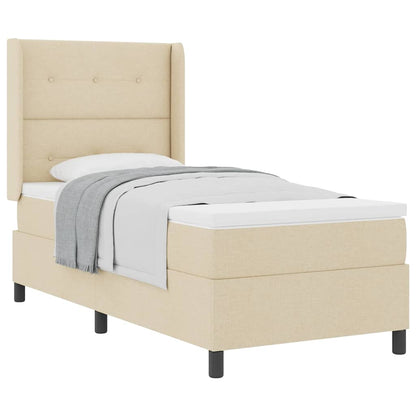 Boxspring Bed Met Matras Met Hoofdeinde Stof Crème