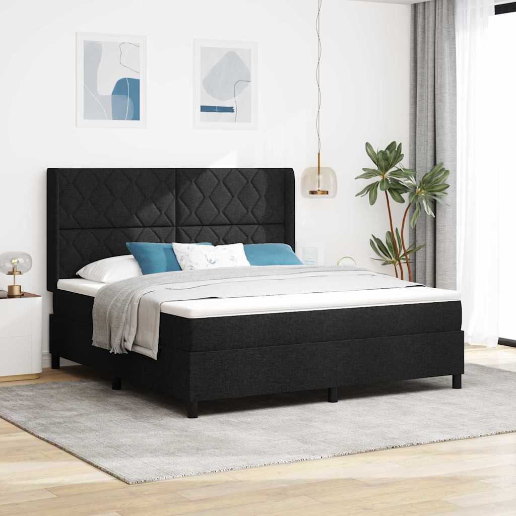 Boxspring Bed Met Matras Met Hoofdeinde Stof Zwart
