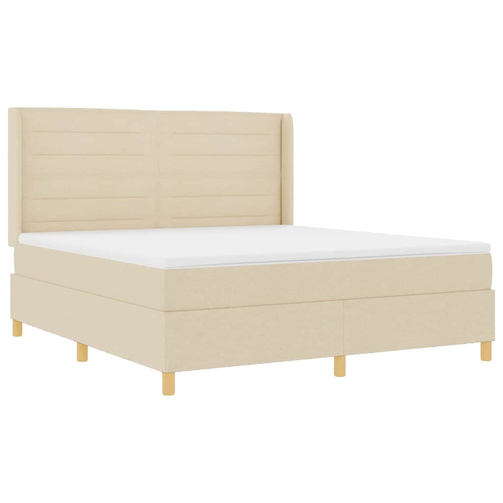 Boxspringbed Met Matras Met Hoofdeinde Stof Crème