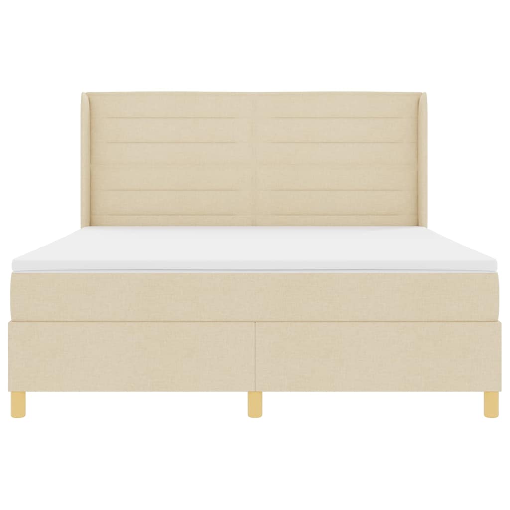 Boxspringbed Met Matras Met Hoofdeinde Stof Crème
