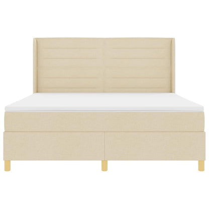 Boxspringbed Met Matras Met Hoofdeinde Stof Crème
