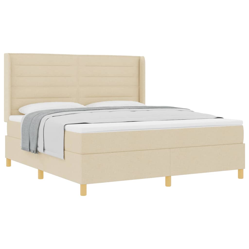 Boxspringbed Met Matras Met Hoofdeinde Stof Crème