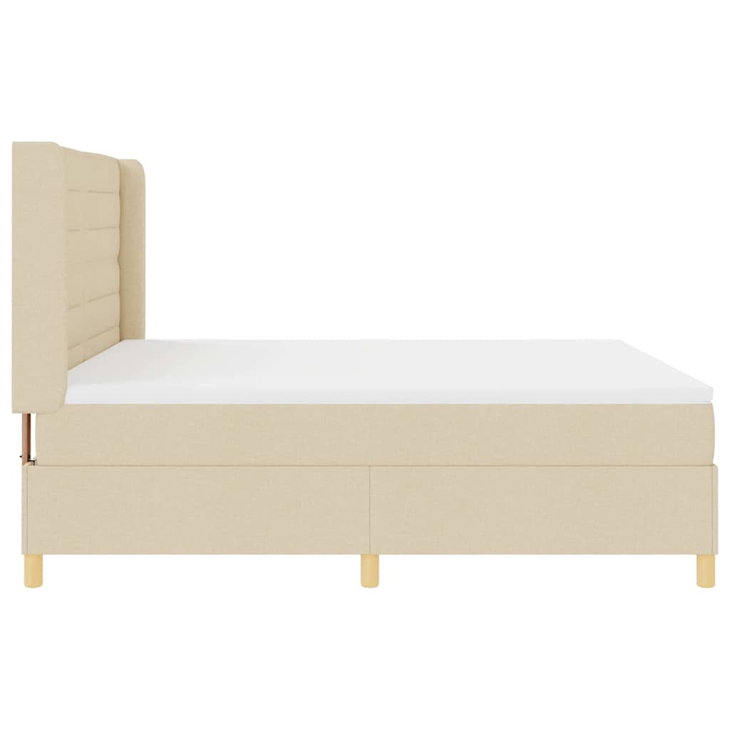 Boxspringbed Met Matras Met Hoofdeinde Stof Crème