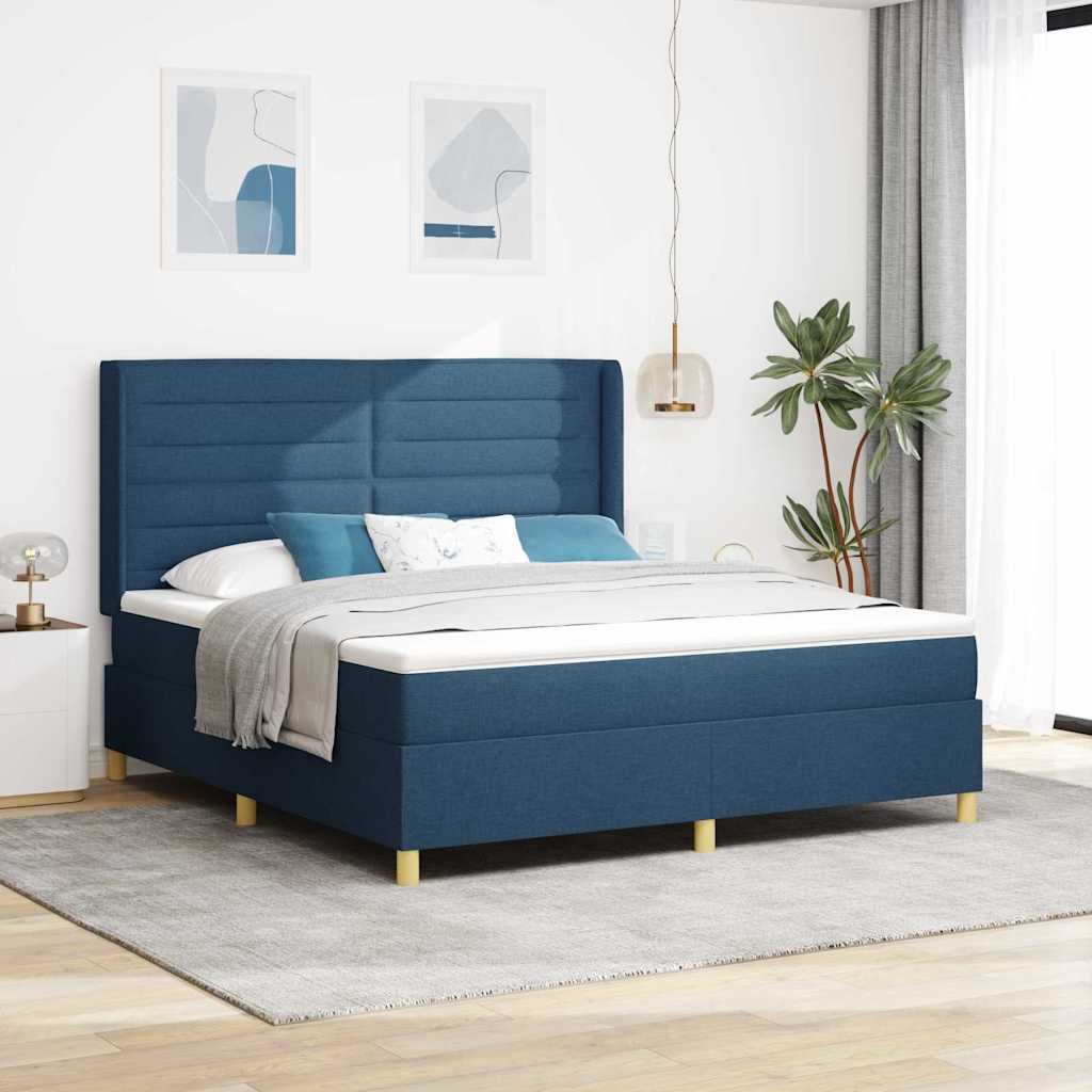 Boxspringbed Met Matras Met Hoofdeinde Stof Blauw