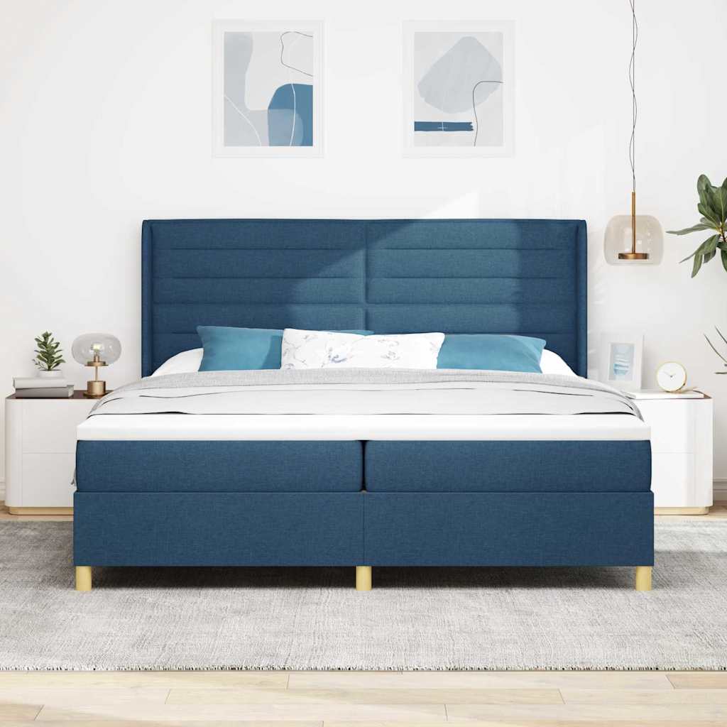 Boxspringbed Met Matras Met Hoofdeinde Stof Blauw