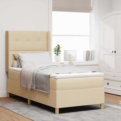 Boxspringbed Met Matras Met Hoofdeinde Stof Crème