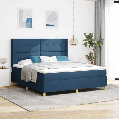 Boxspringbed Met Matras Met Hoofdeinde Stof Blauw