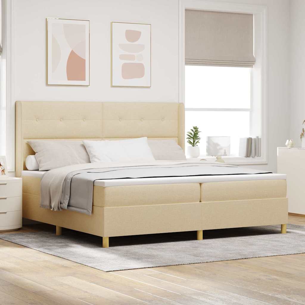 Boxspringbed Met Matras Met Hoofdeinde Stof Crème