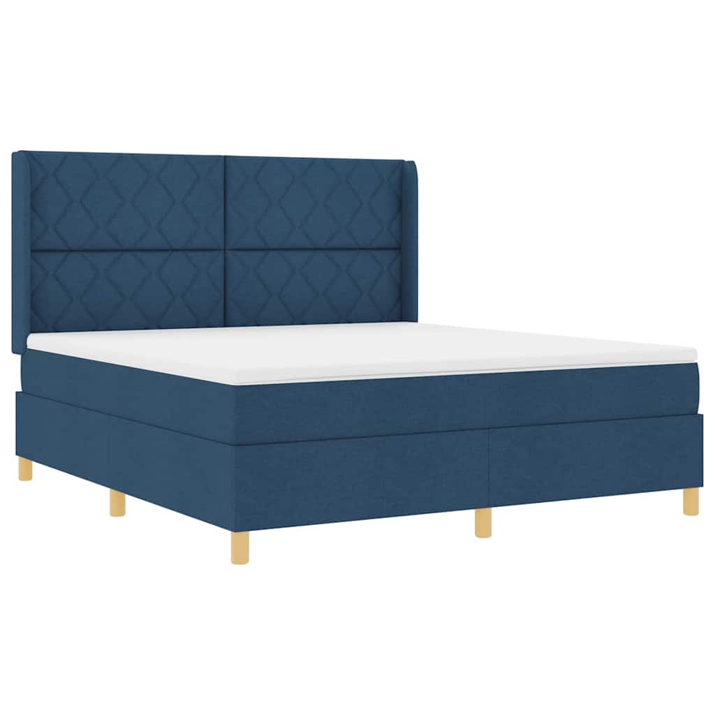 Boxspringbed Met Matras Met Hoofdeinde Stof Blauw
