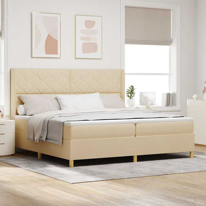 Boxspringbed Met Matras Met Hoofdeinde Stof Crème