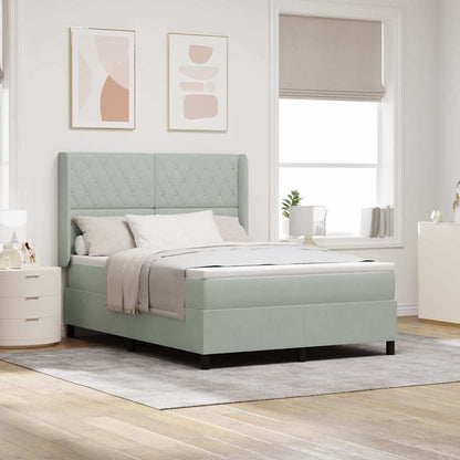 Boxspring Bed Met Hoofdeinde Fluweel Lichtgrijs