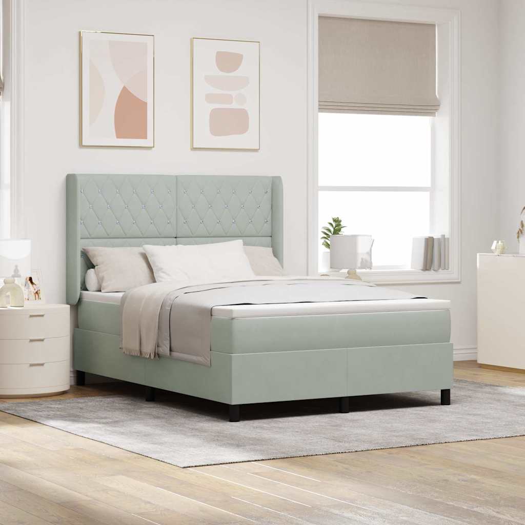 Boxspring Bed Met Hoofdeinde Fluweel Lichtgrijs