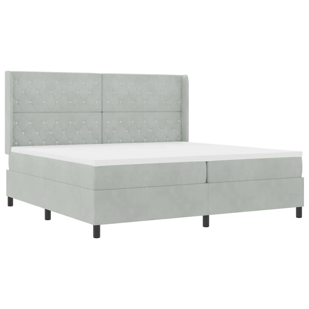 Boxspring Bed Met Hoofdeinde Fluweel Lichtgrijs