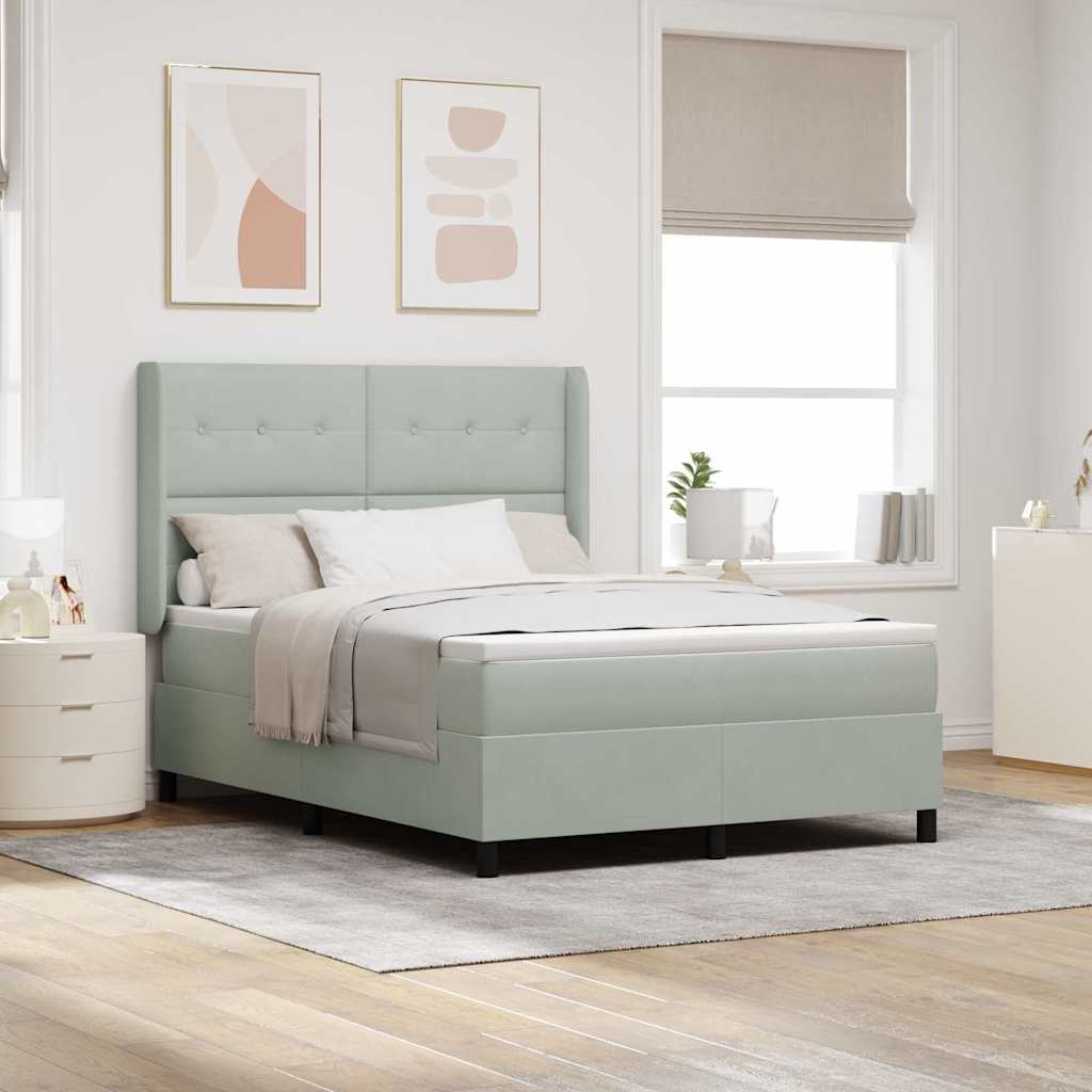 Boxspring Bed Met Hoofdeinde Fluweel Lichtgrijs